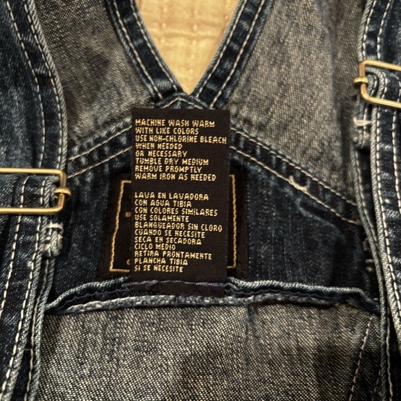 Route 66 Vintage 90's Denim Overall Long Jorts 100% Cotton Dark Wash Size M - Picture 10 of 13